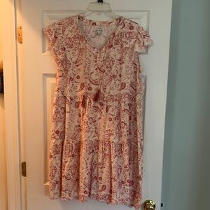 Wonderly Red and White Paisley Mini Dress